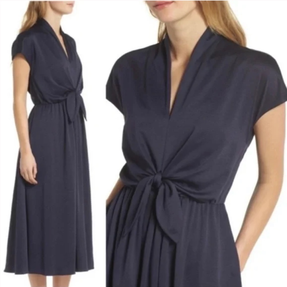Margie Tie Waist Satin Midi Dress - Picture 5 of 9